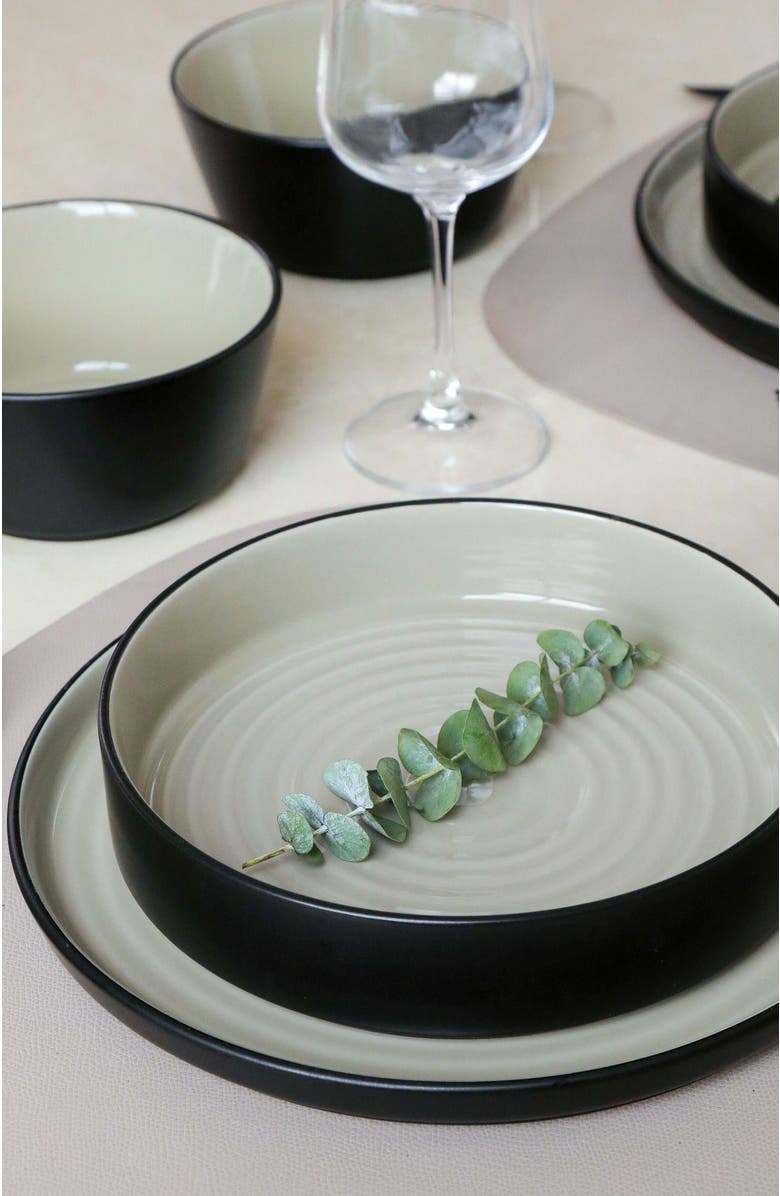 Stone Lain Elica Stoneware 12-Piece Dinnerware Set, Alternate, color, Beige And Black