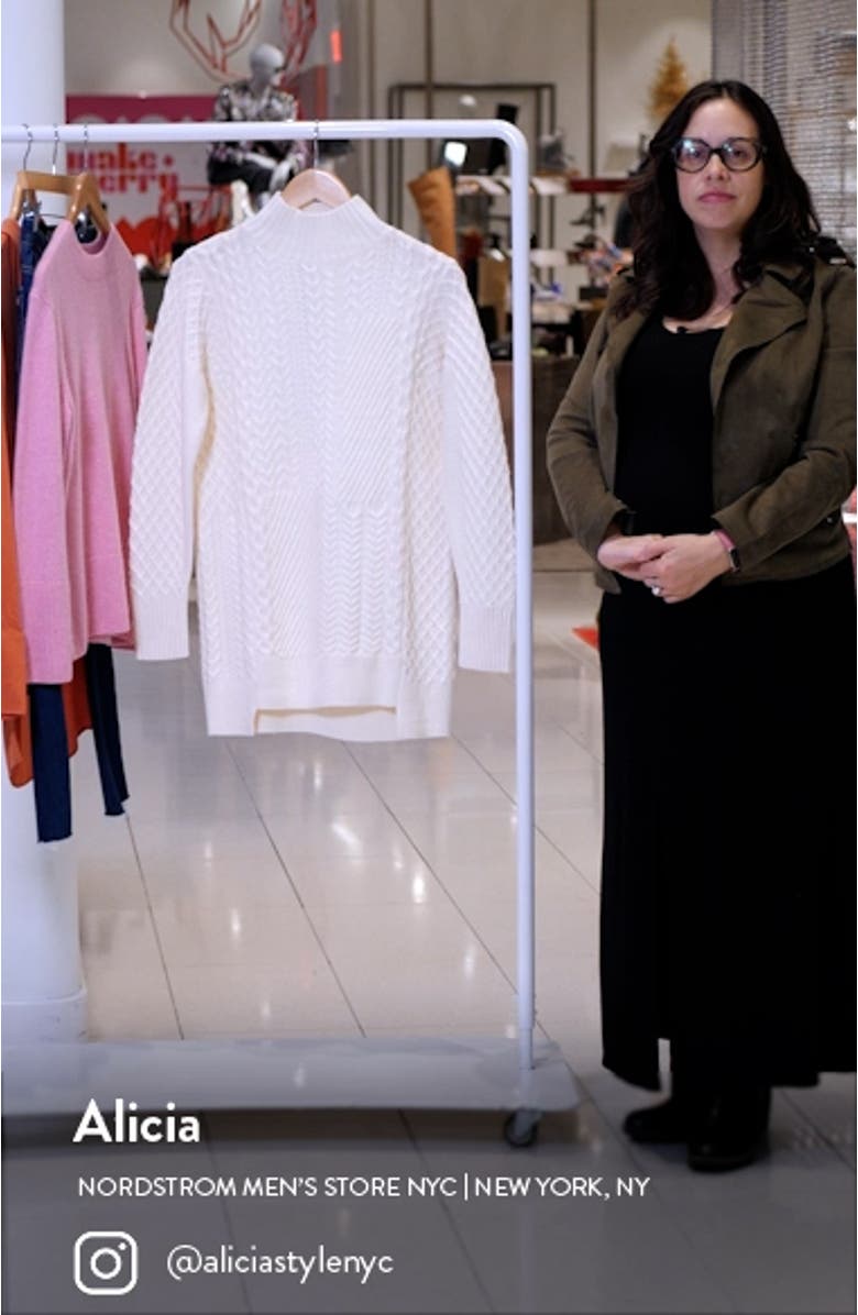 Martha Cable Stitch Wool Blend Mock Neck Sweater, sales video thumbnail