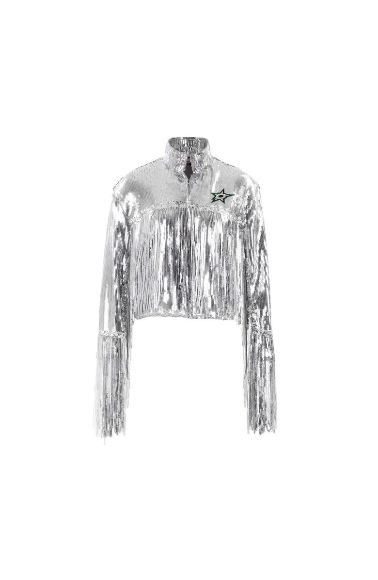 CUCE Women's Cuce  Silver Dallas Stars Cropped Sequin Fringe Blazer, Alternate, color, 