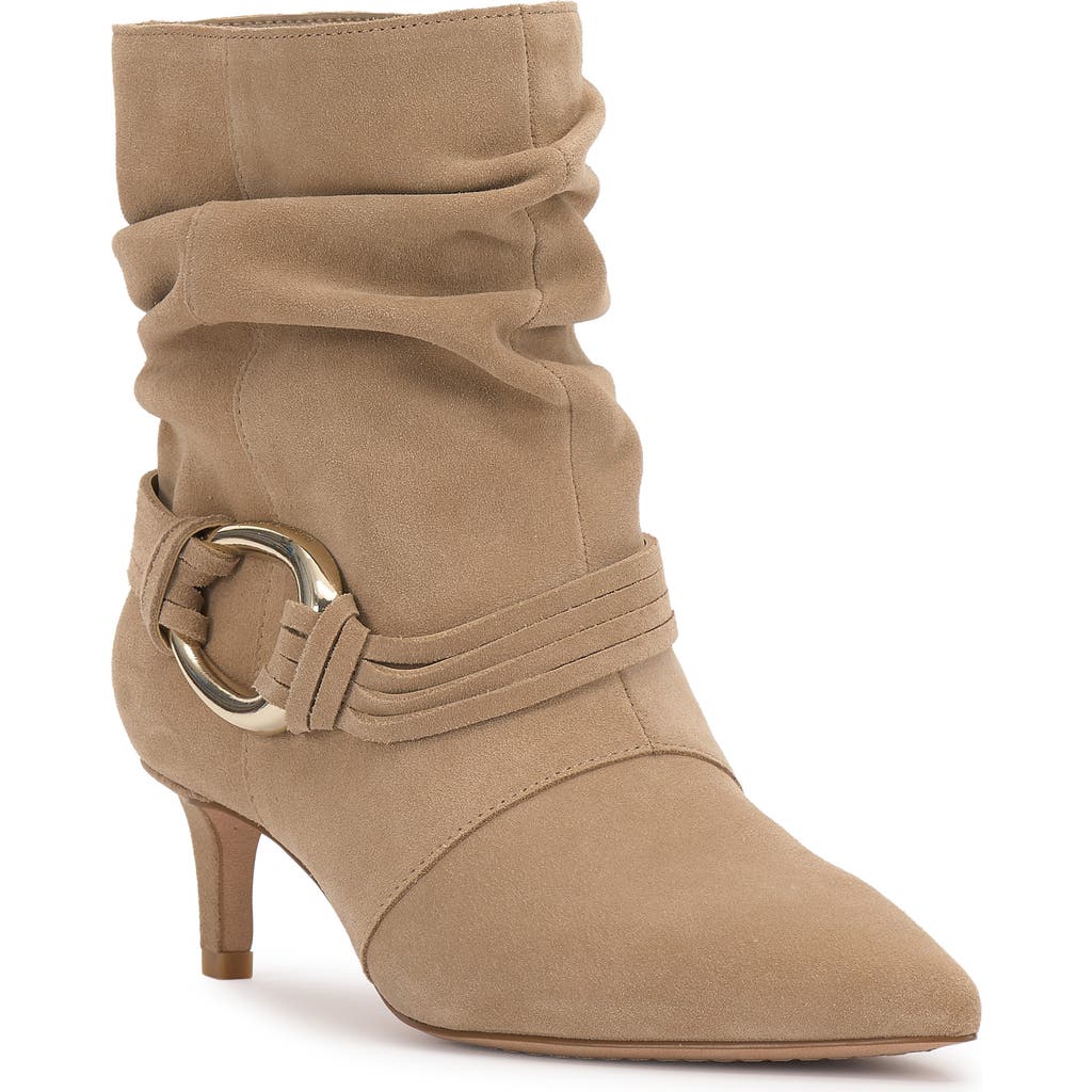 Vince Camuto Kirpa Slouch Embellished Mid-heel Dress Booties In Brown