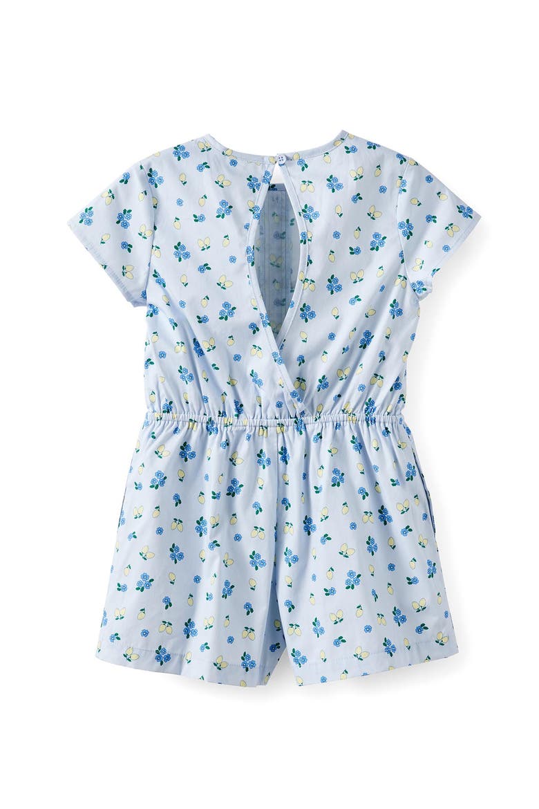 Kid's Woven Bow Playsuit, Alternate, color, Ice Blue Lemon Floral