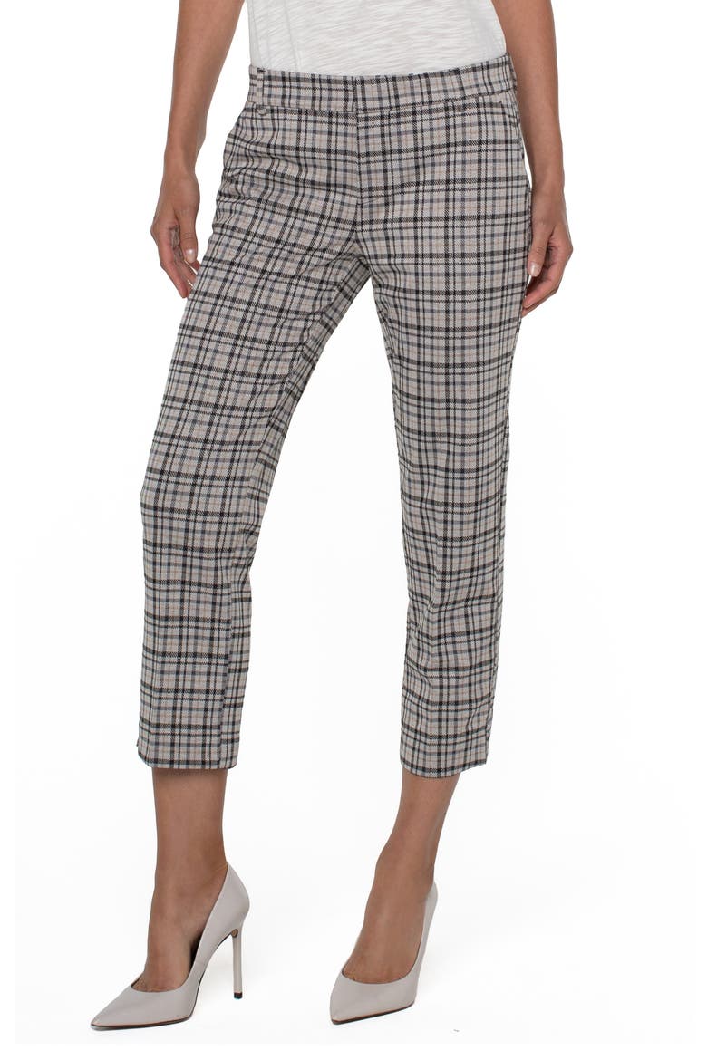 Kelsey Plaid Crop Trousers, Main, color, CASHEW W/ BLACK TART