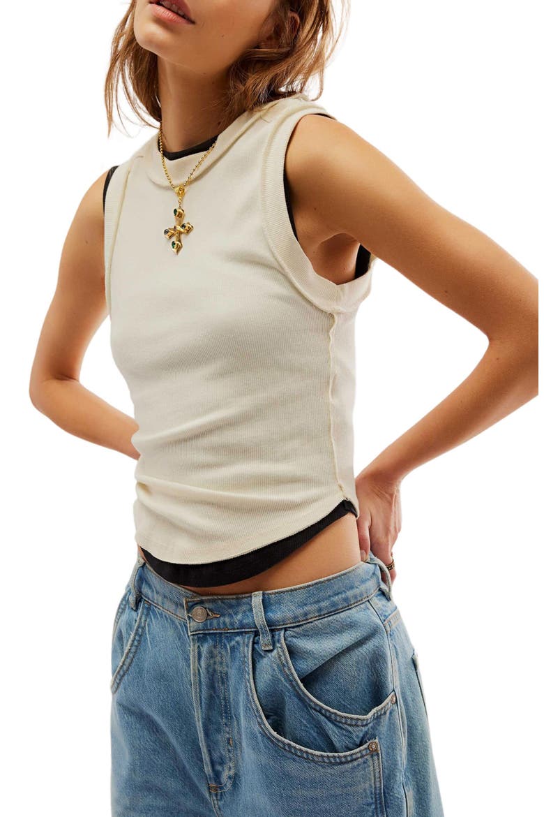 Kate Rib Stretch Cotton Tank, Alternate, color, OPTIC WHITE