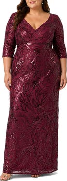 Adrianna Papell Sequin V-Neck Gown