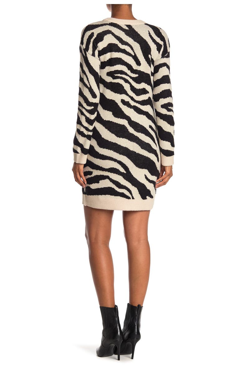BB Dakota by Steve Madden Life is Wild Zebra Stripe Sweater Dress, Alternate, color, 