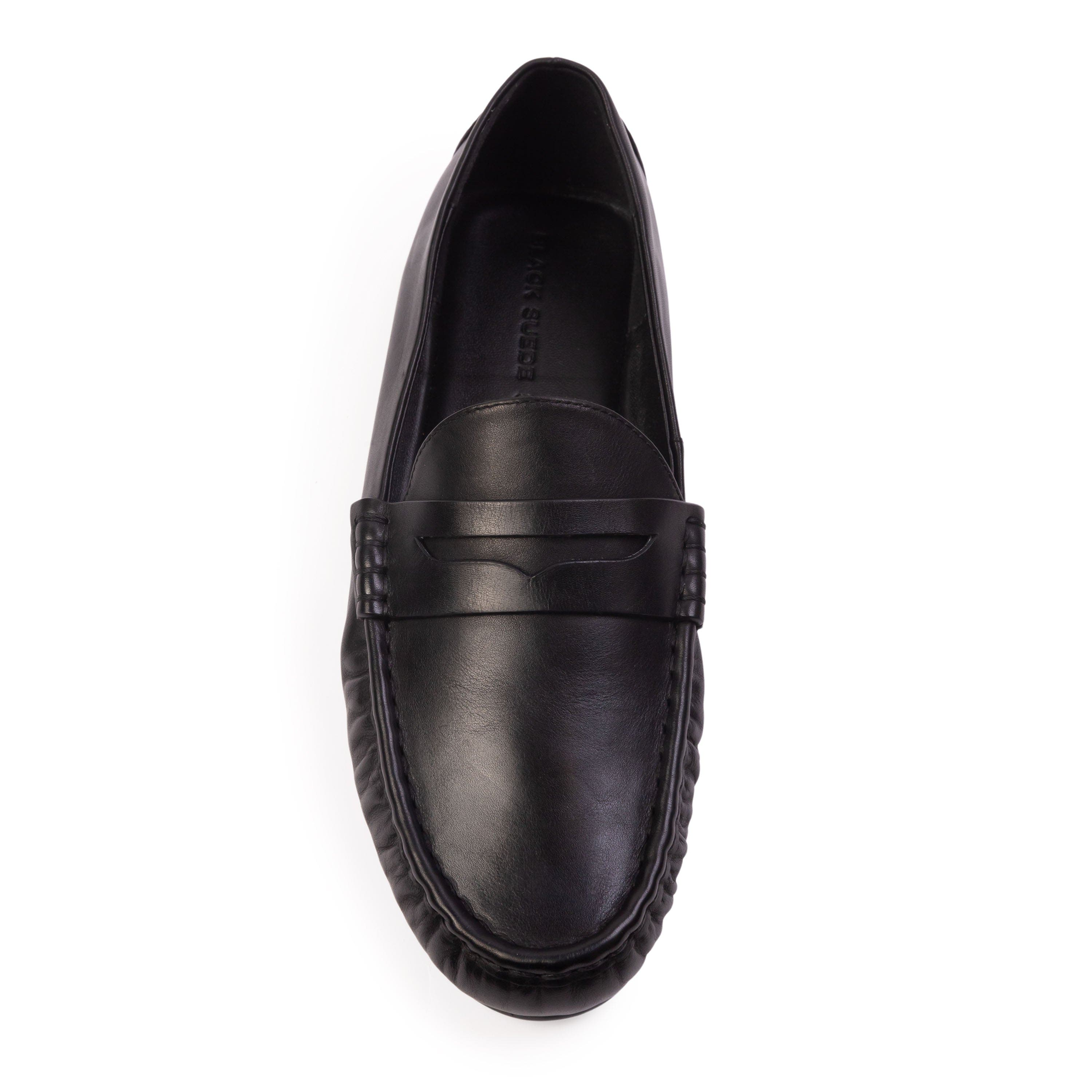 BLACK SUEDE STUDIO Darlyn Leather Mocassin, Alternate, color, Black Leather