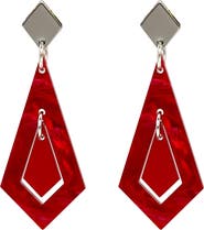 Toolally Art Deco Diamond Earrings - Pink Swirl & Royal Red