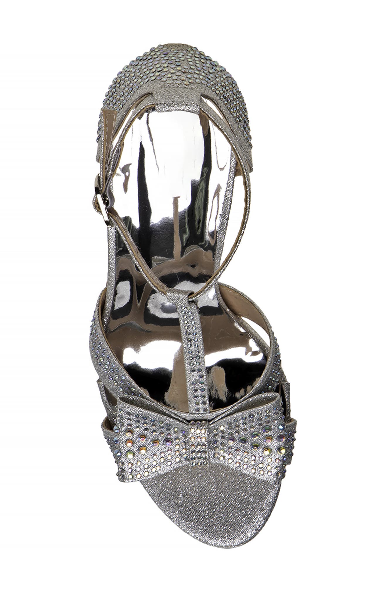 Badgley Mischka Collection Kids' Rhinestone T-Strap Sandal, Alternate, color, Silver