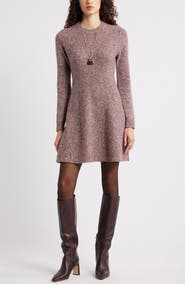 Nordstrom Marled Long Sleeve Wool & Cashmere Fit & Flare Minidress