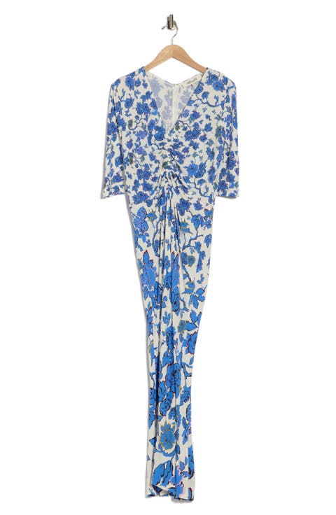 Alba Floral Ruched Short Sleeve Maxi Dress