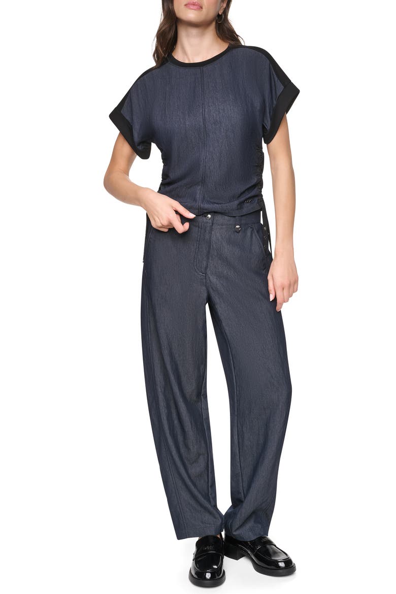 Side Ruched T-Shirt, Alternate, color, DARK INDIGO WASH