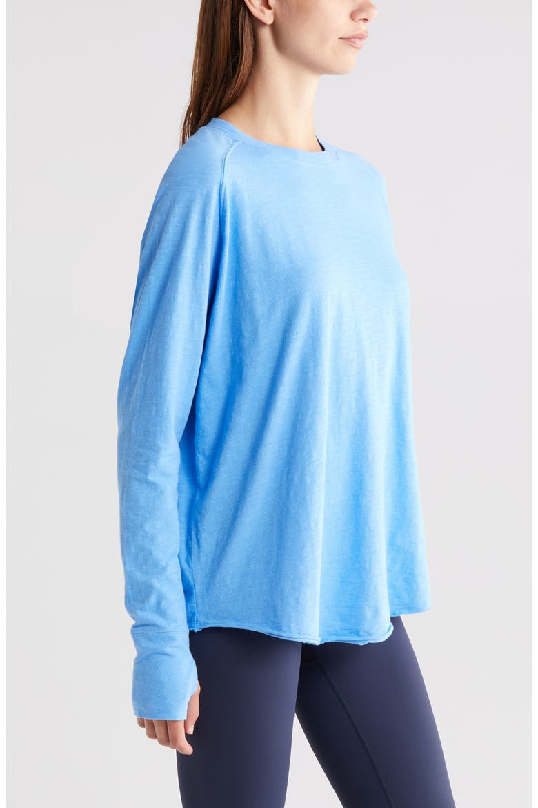 Relaxed Washed Long Sleeve Slub Tee, Alternate, color, BLUE LAPIS