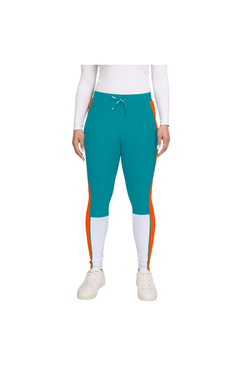 WEAR by Erin Andrews Women's WEAR by Erin Andrews Teal/Orange Miami Dolphins Color-Block Leggings, Alternate, color, 