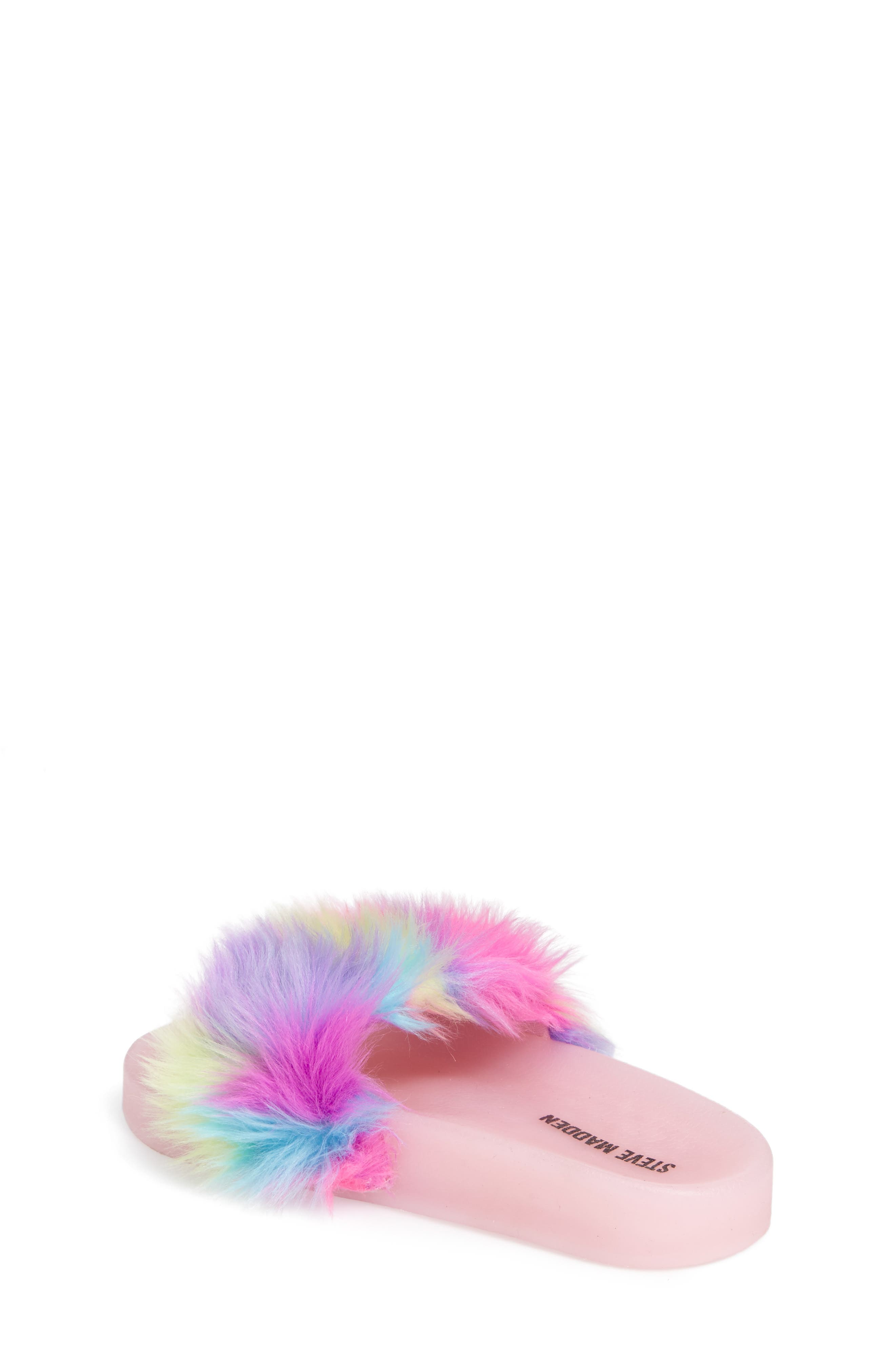 Jlights Faux Fur Light-Up Slide Sandal, Alternate, color, MULTI