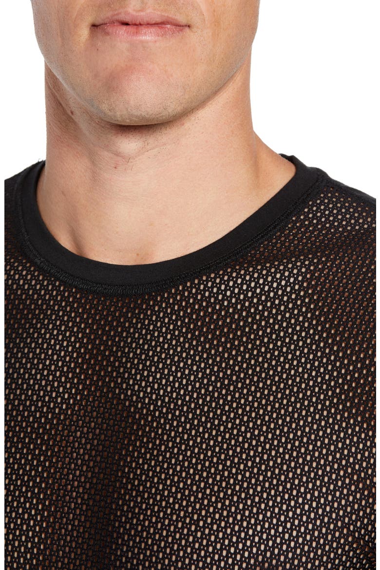 Girocollo Mesh T-Shirt, Alternate, color, BLACK