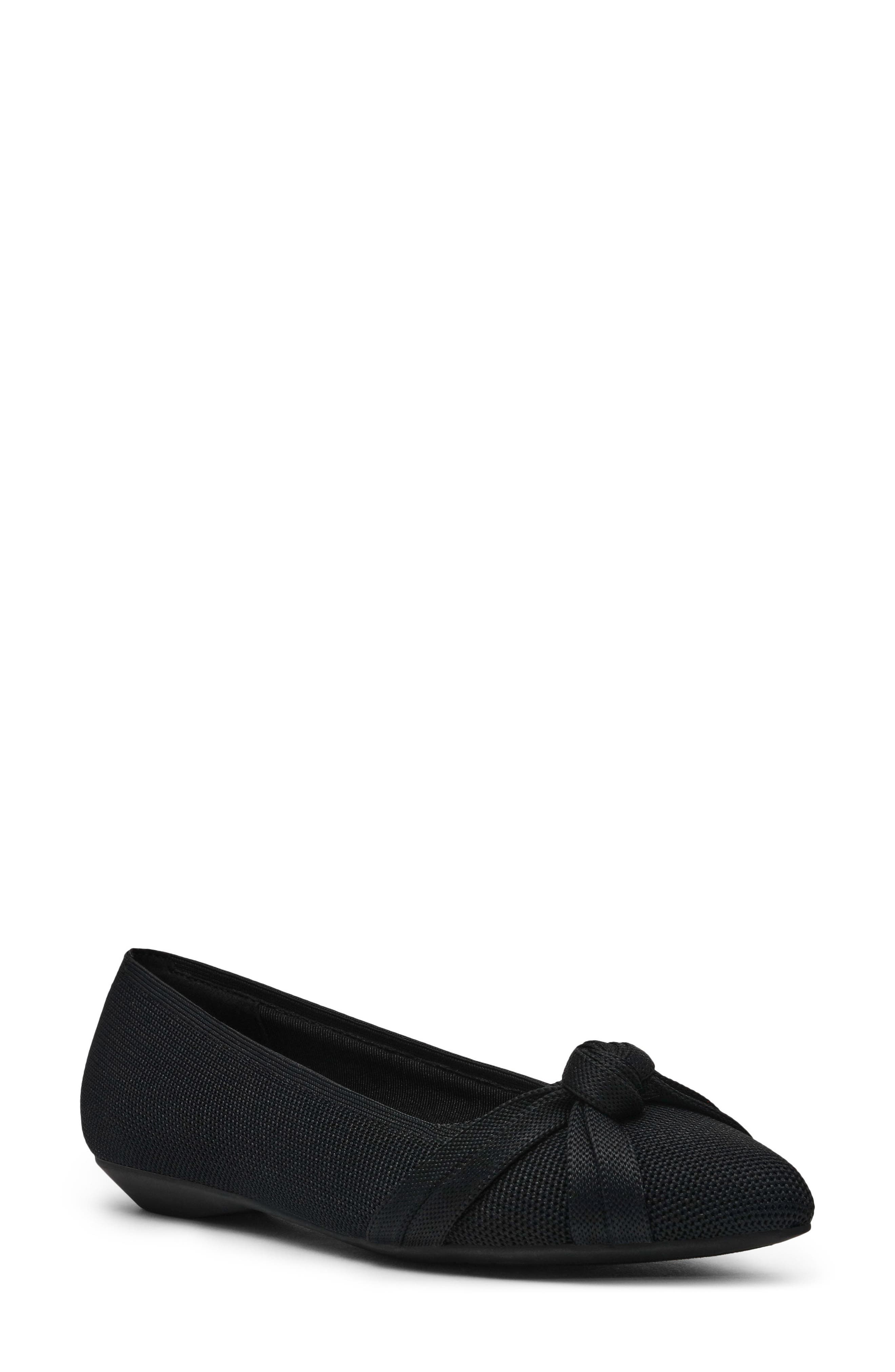 Anne Klein Olami Knot Flat, Main, color, Black Knit