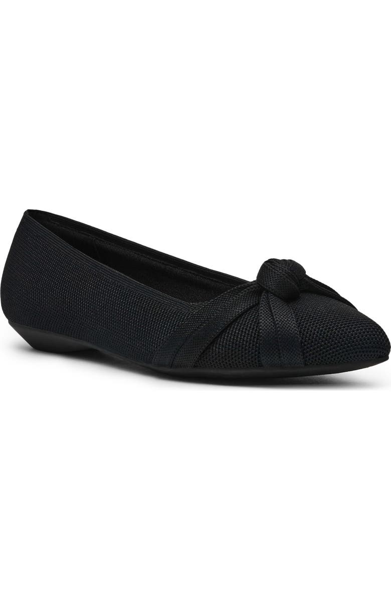 Anne Klein Olami Knot Flat, Main, color, Black Knit