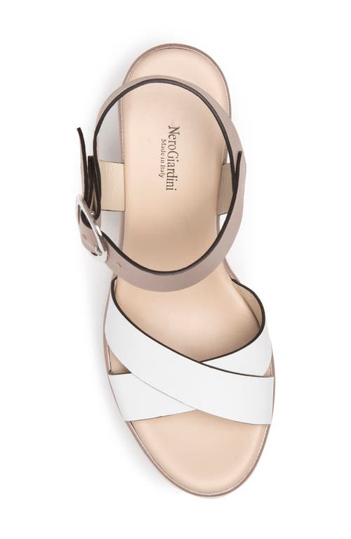 Nerogiardini Platform Wedge Sandal In White/rose
