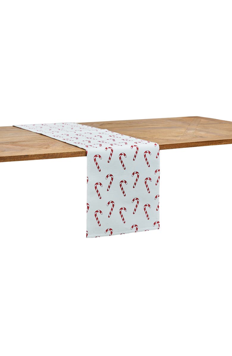 C&F Home Candy Cane Wishes Table Runner 14" x 72", Main, color, Red