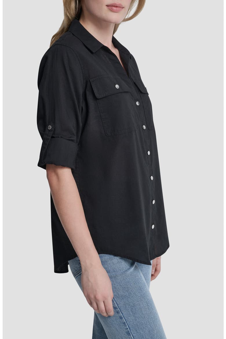 Short Sleeve Roll Tab Shirt, Alternate, color, BLACK
