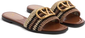 サンダル・ミュール Valentino Garavani Multicolor Crochet Vlogo Slippers Valentino Garavani VLogo Signature Slide Sandals with