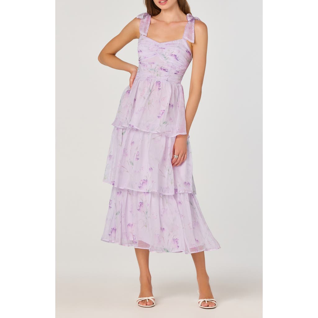 Astr The Label Tiered Tie Strap Sundress In Purple