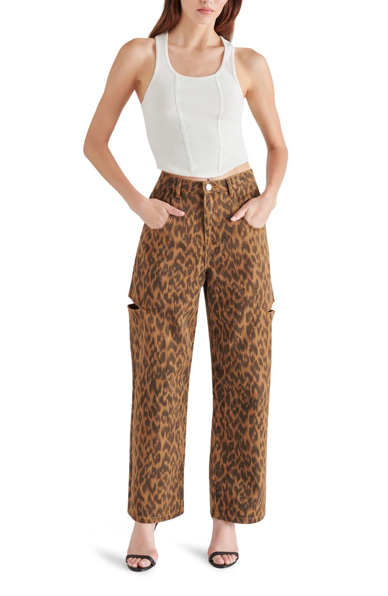 Steve Madden Maise Leopard Print Wide Leg Jeans, Alternate, color, Leopard