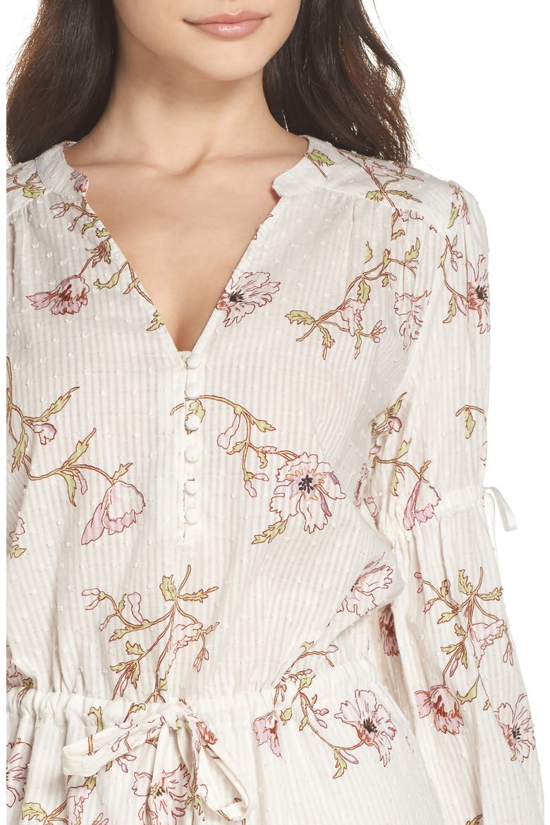 Yardley Floral Minidress, Alternate, color, WHITE / MAUVE SHADOWS
