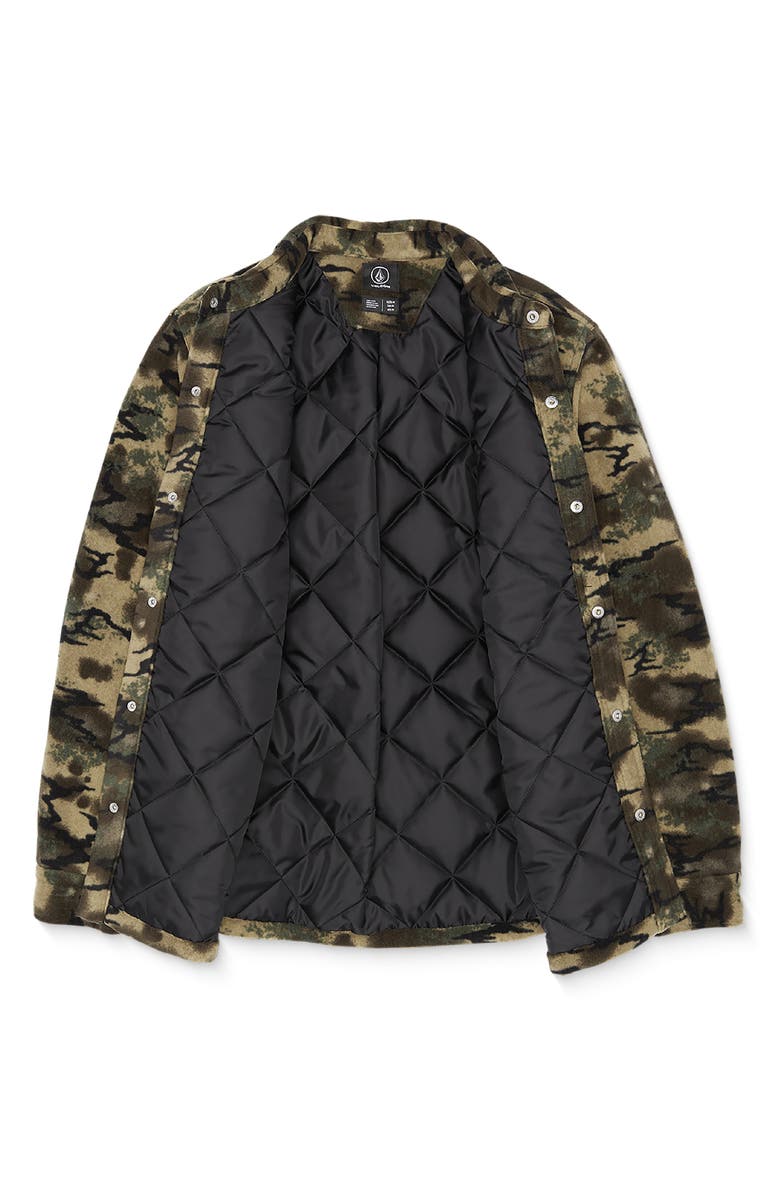 Volcom Bowered Fleece Snap-Up Overshirt, Alternate, color, 