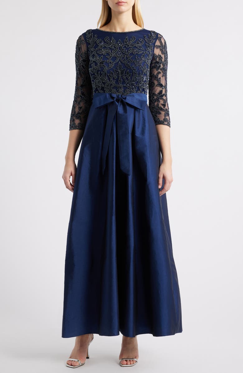 Pisarro Nights Sequin Bodice Gown, Main, color, Navy