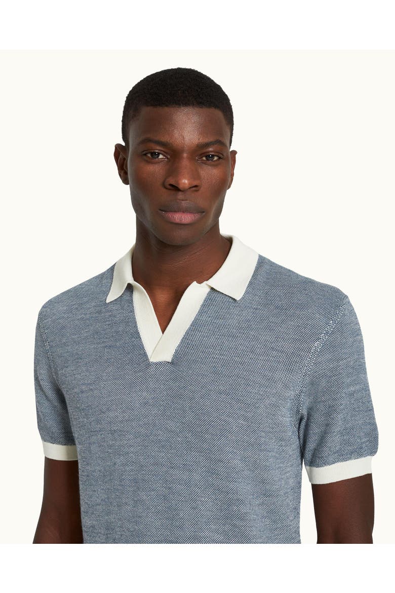 Horton Merino Tailored-Fit Polo Shirt, Alternate, color, Dark Aquamarine/White Sand