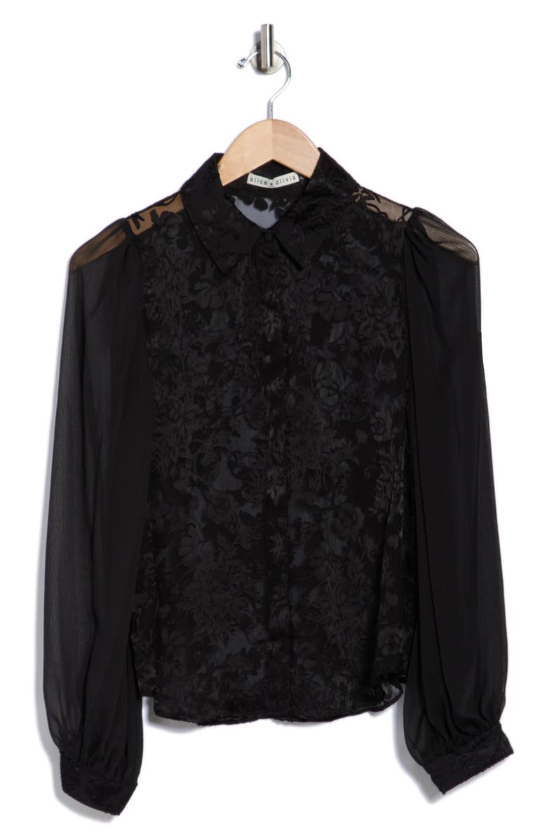 Alice + Olivia Roanne Blouson Sleeve Top, Alternate, color, 