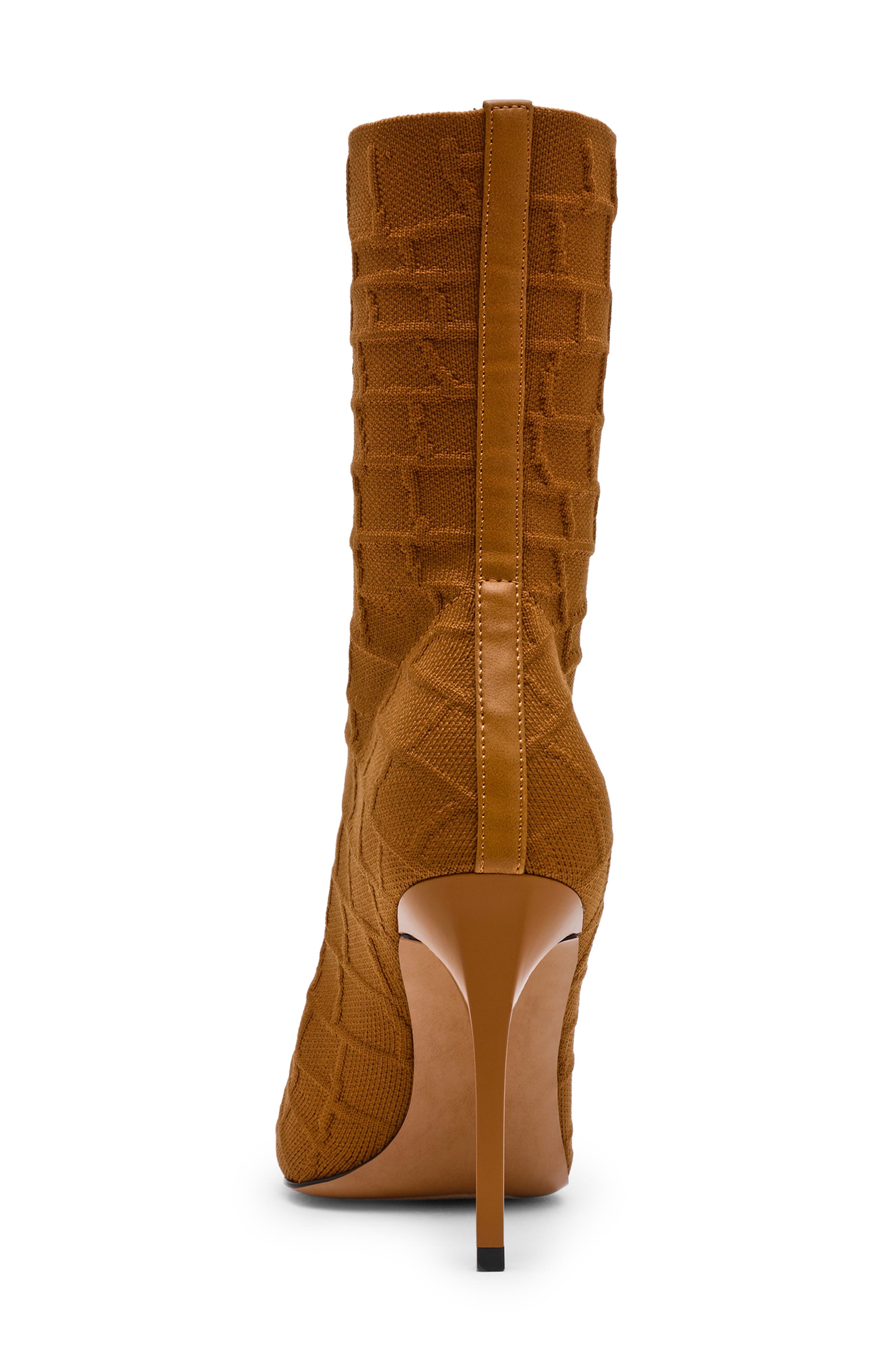 Steve Madden Midnite Knit Stiletto Bootie, Alternate, color, Tan Croc