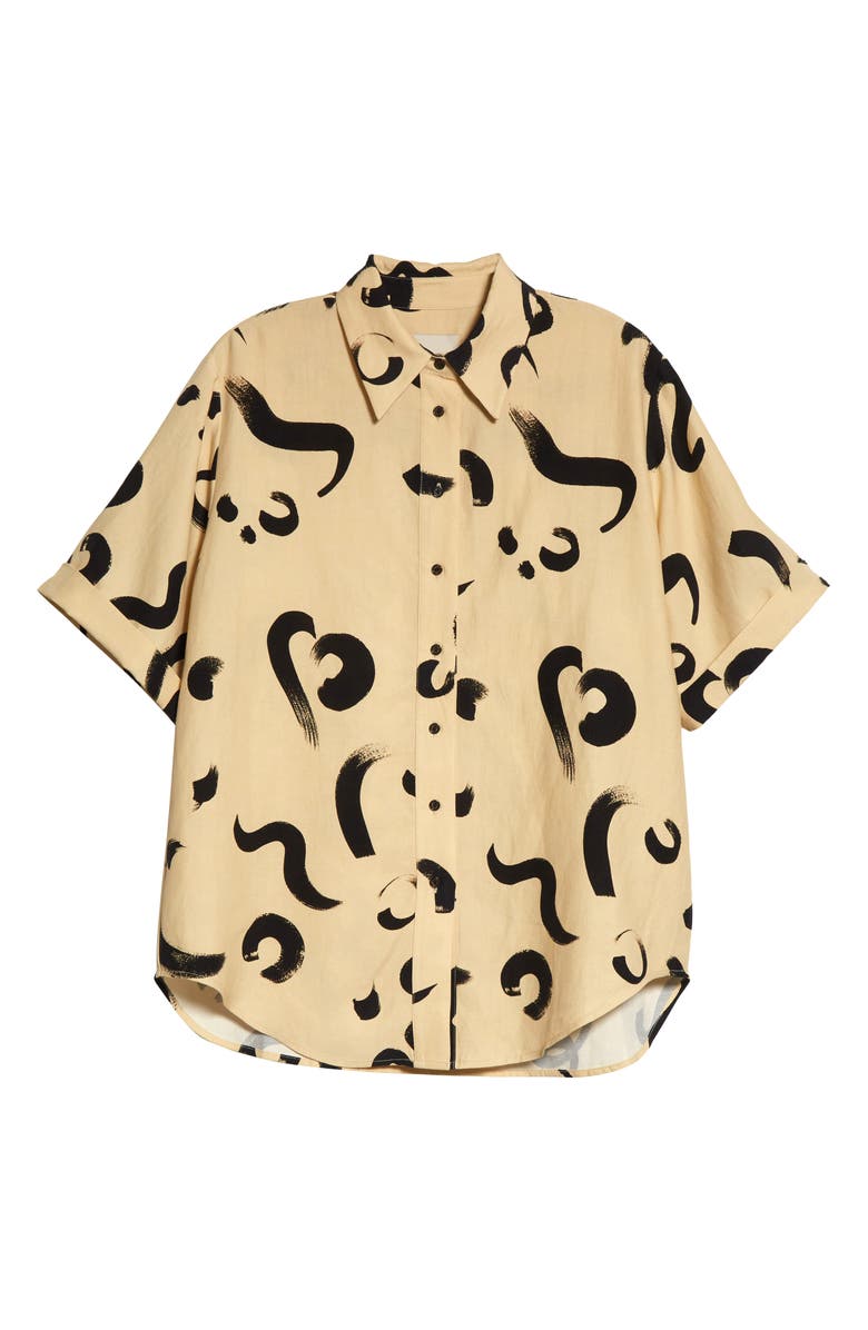 ALEMAIS Brushstroke Pattern Silk Blend Shirt, Alternate, color, 