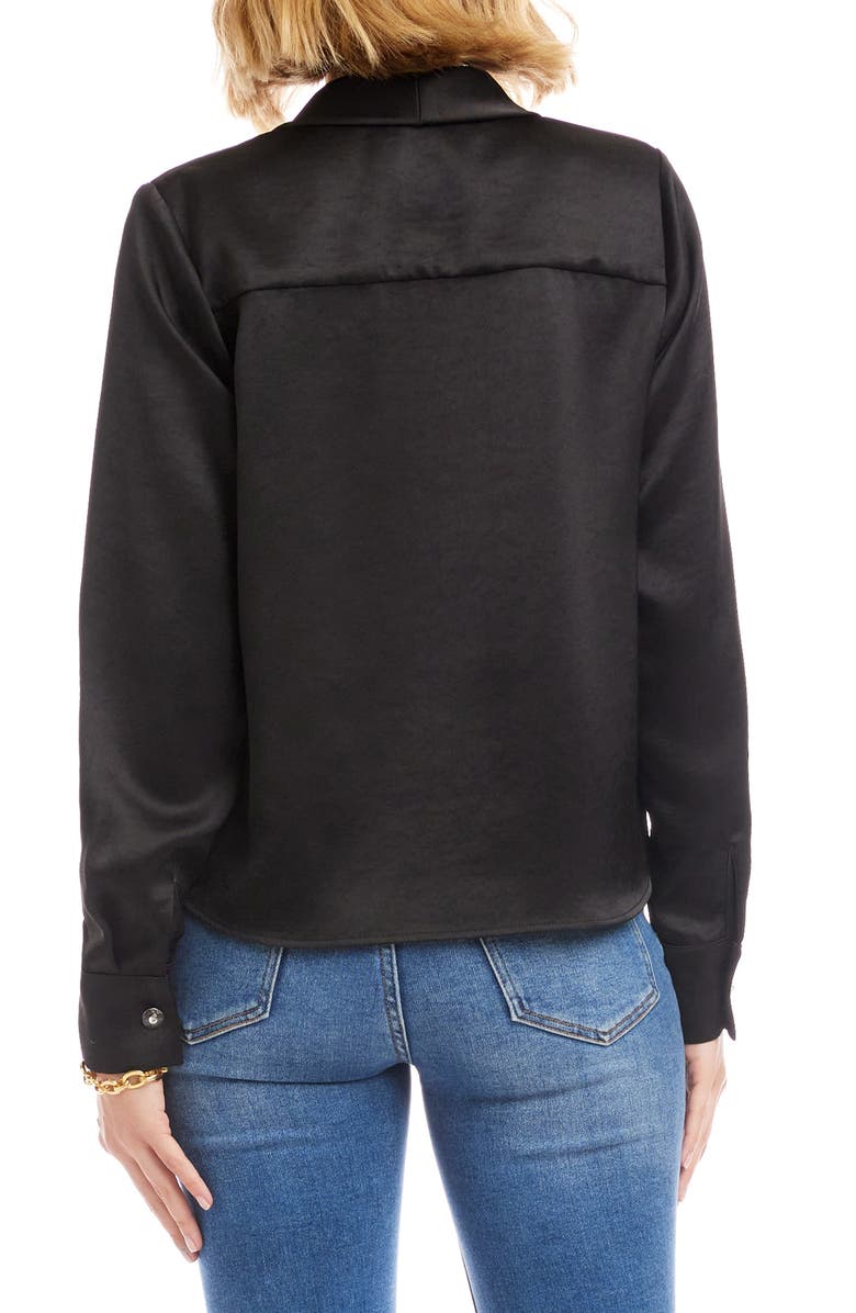 Karen Kane Tie Neck Satin Top, Alternate, color, Black