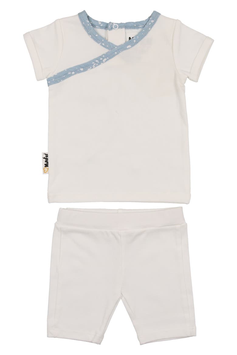 Cotton Blend T-Shirt & Shorts Set, Alternate, color, WHITE/ POWDER BLUE
