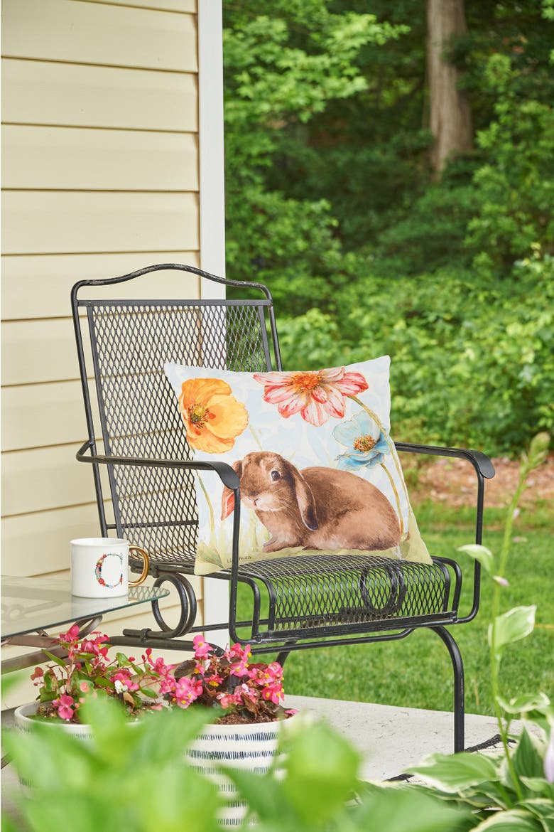 Floppy Ear Easter Bunny Indoor/Outdoor Accent Throw Pillow 18" x 18", Alternate, color, Green