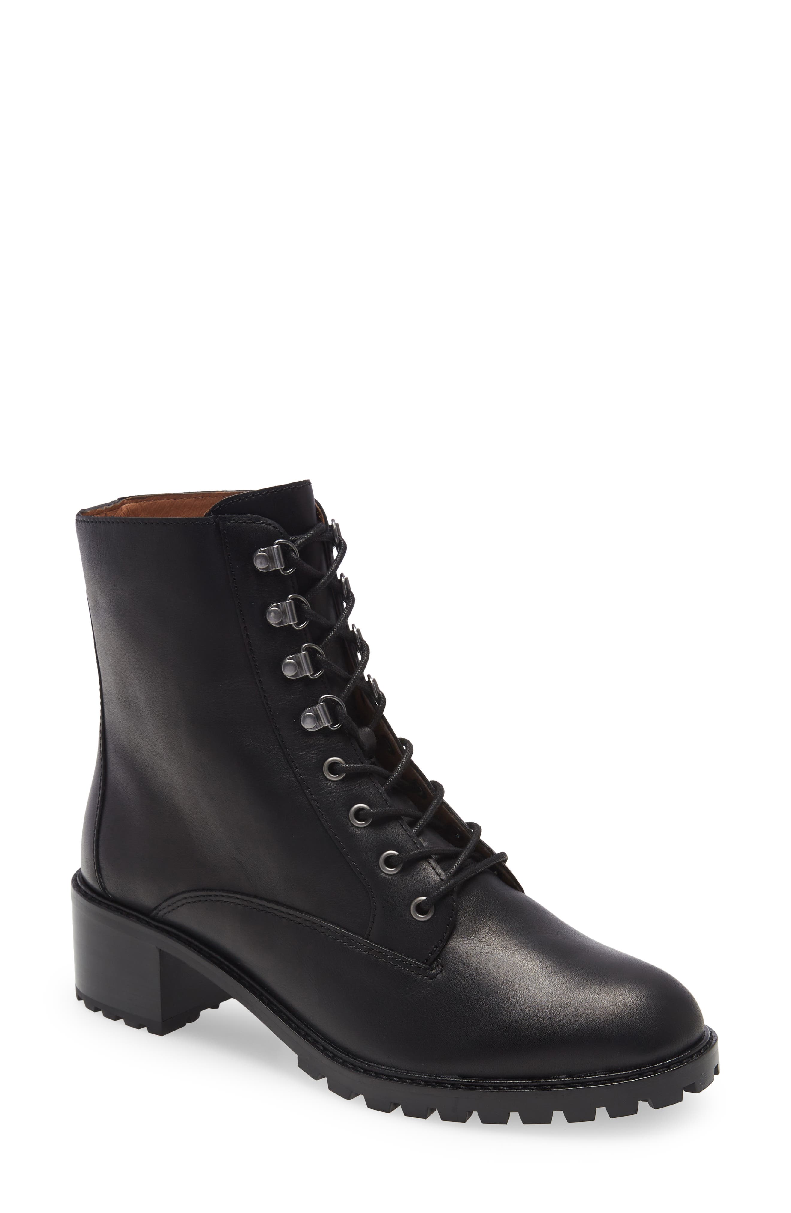 Madewell The Julien Lace-Up Lugsole Leather Boot, Main, color, 