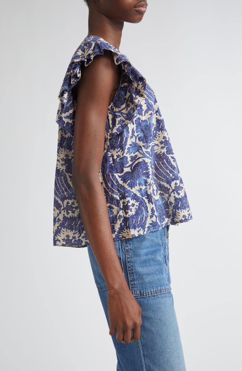 Ulla Johnson Sienna Flutter Sleeve Top, Alternate, color, Ocean