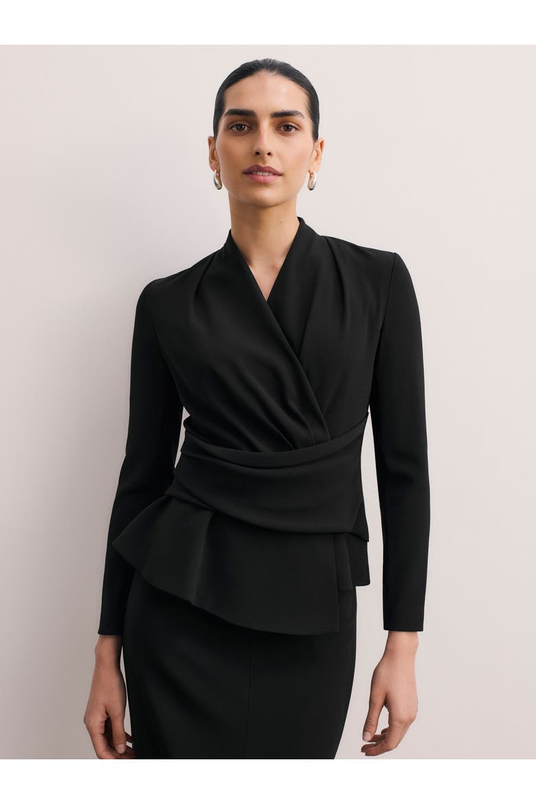 Belleville Draped Wrap Blouse, Main, color, Black