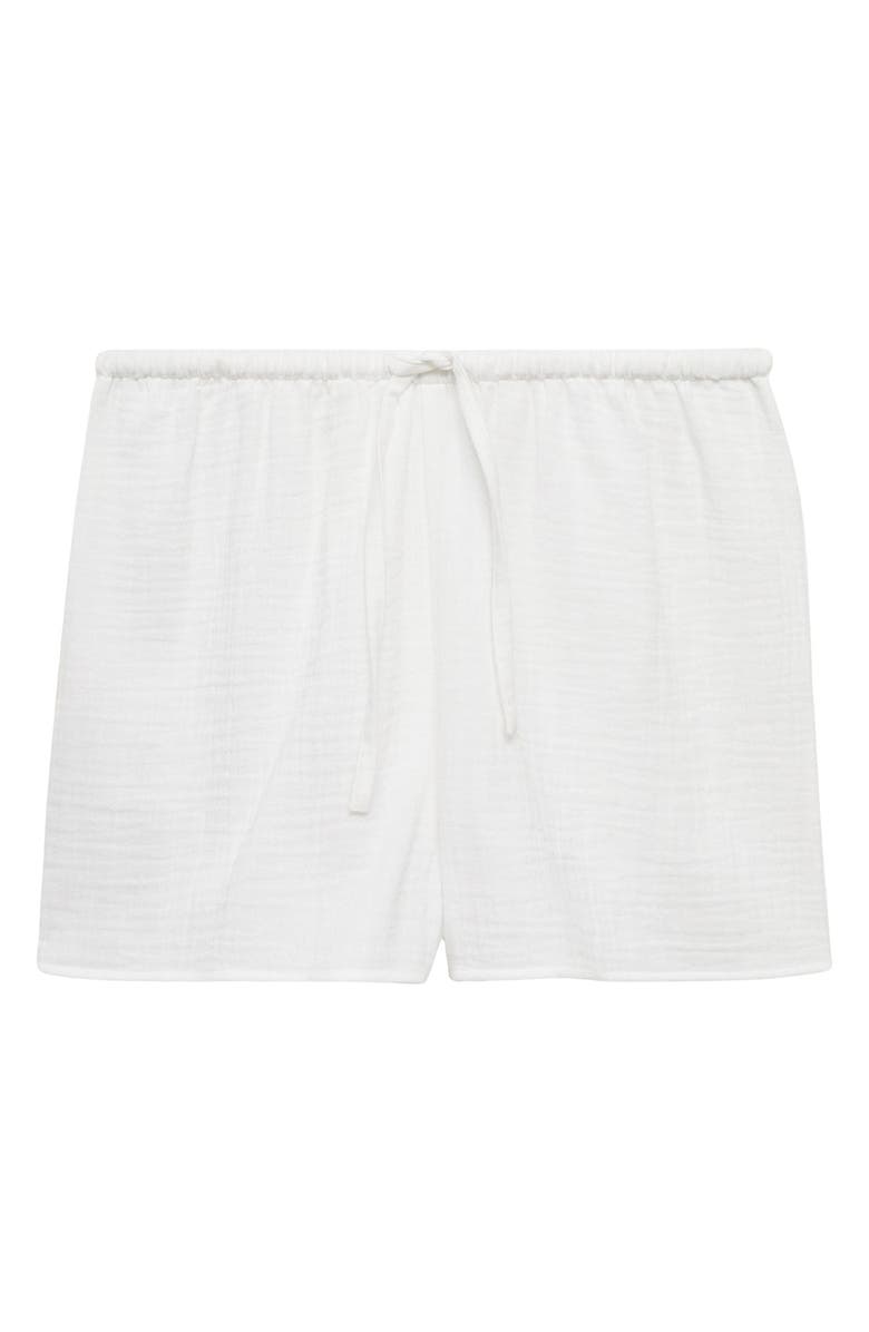 MANGO Cotton Drawstring Waist Pajama Shorts, Main, color, White