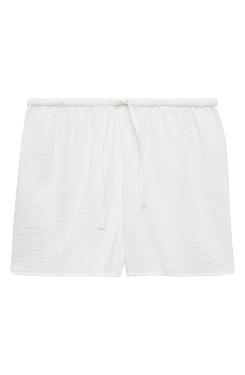 Cotton Drawstring Waist Pajama Shorts