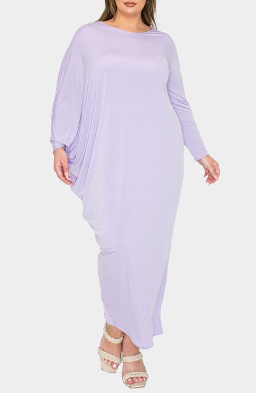 L I V D Louella Asymmetrical Long Sleeve Stretch Maxi Dress In Lilac