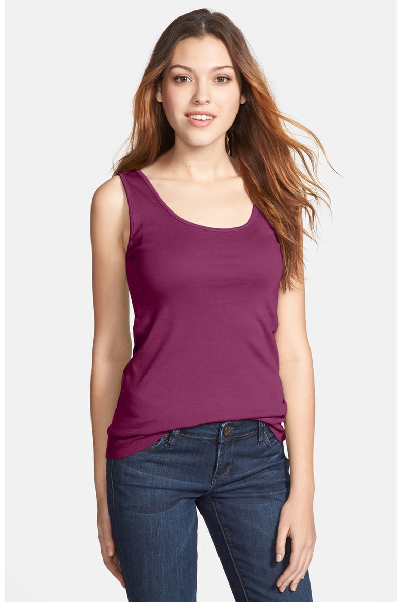 Rib Knit Scoop Neck Tank, Main, color, PURPLE BOYSEN