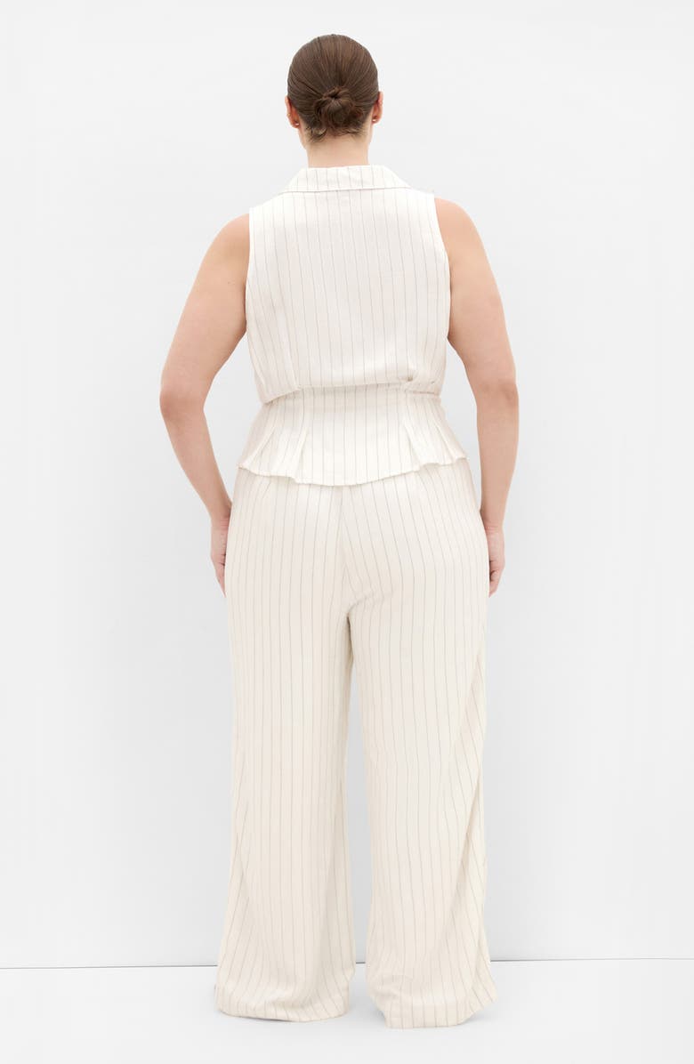 City Chic Stripe Sleeveless Peplum Top, Alternate, color, Ivory/ Black