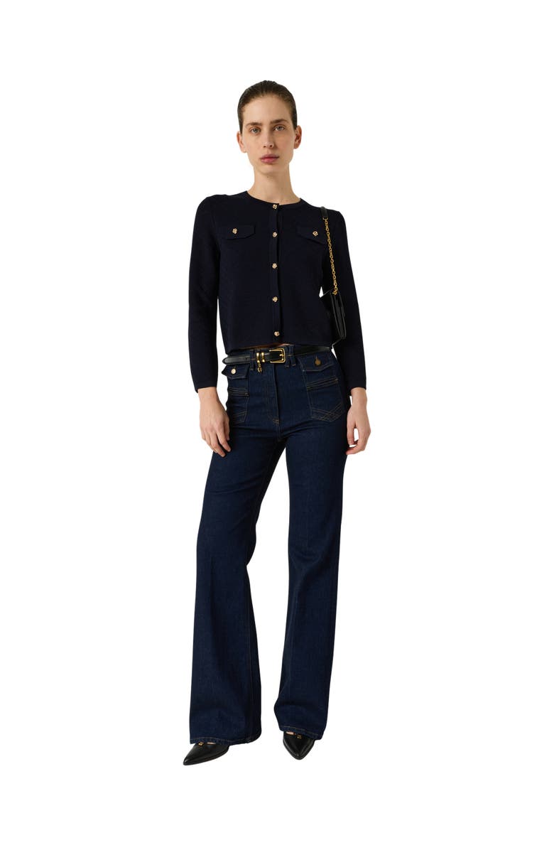 GERARD DAREL Lubna Button Front Long Sleeve Cardigan, Alternate, color, Navy Blue