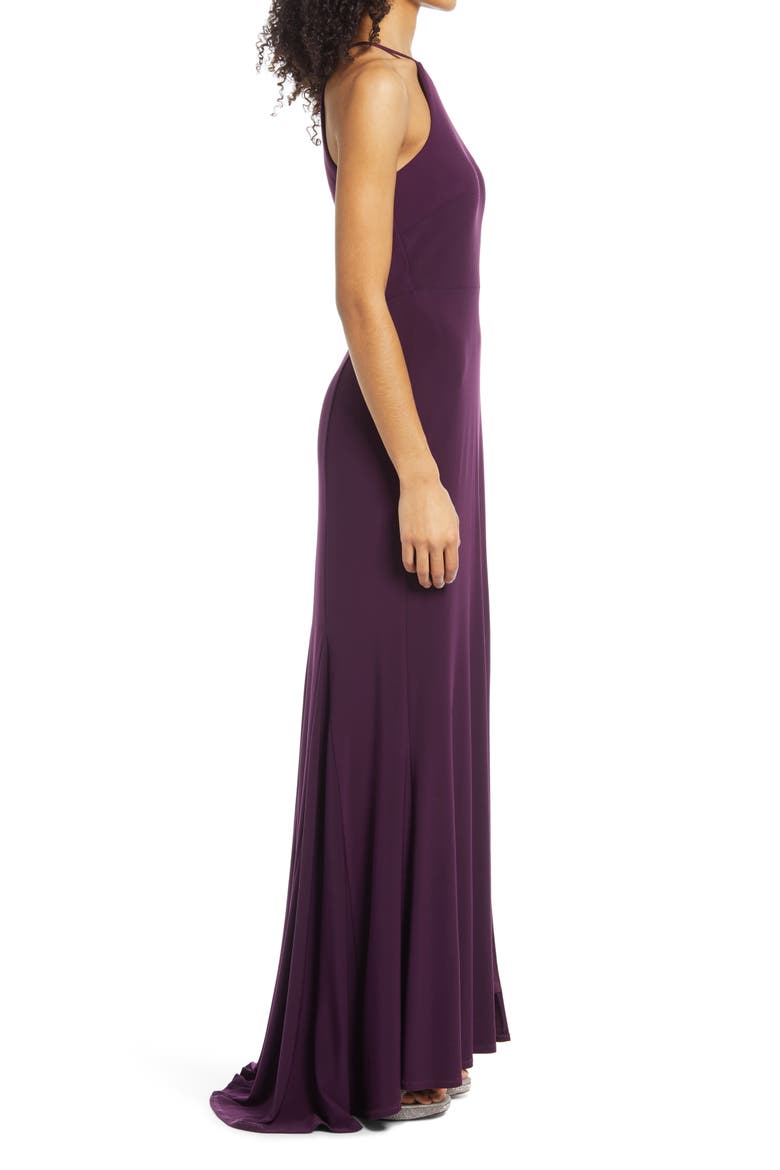 Halter Neck Gown, Alternate, color, EGGPLANT