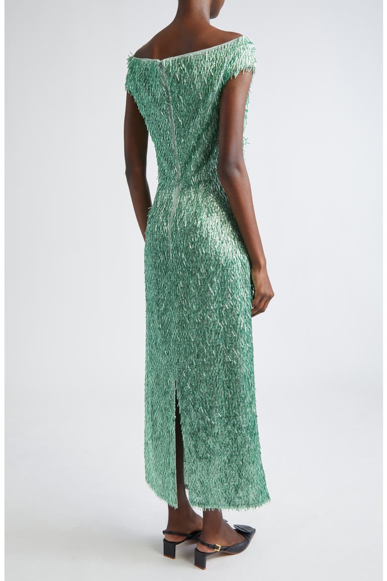 Beaded Off the Shoulder Cocktail Dress, Alternate, color, MINT