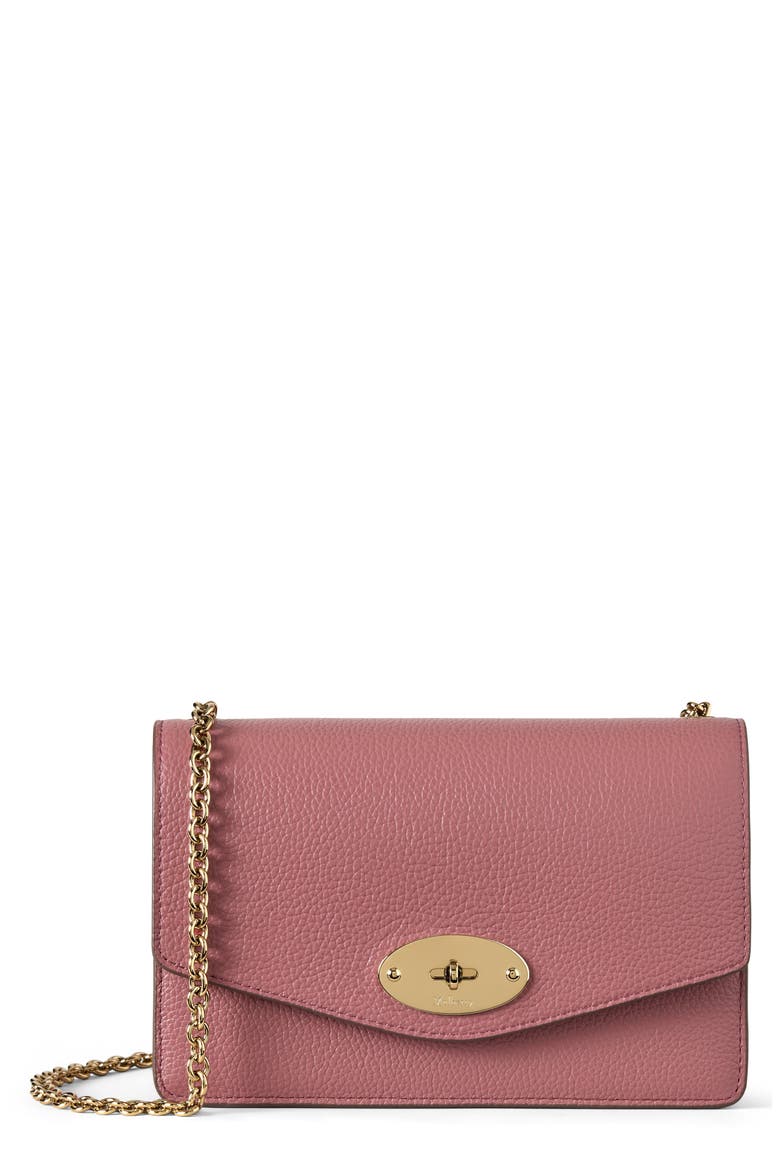 Small Darley Leather Clutch, Main, color, PINK SCRUMPY