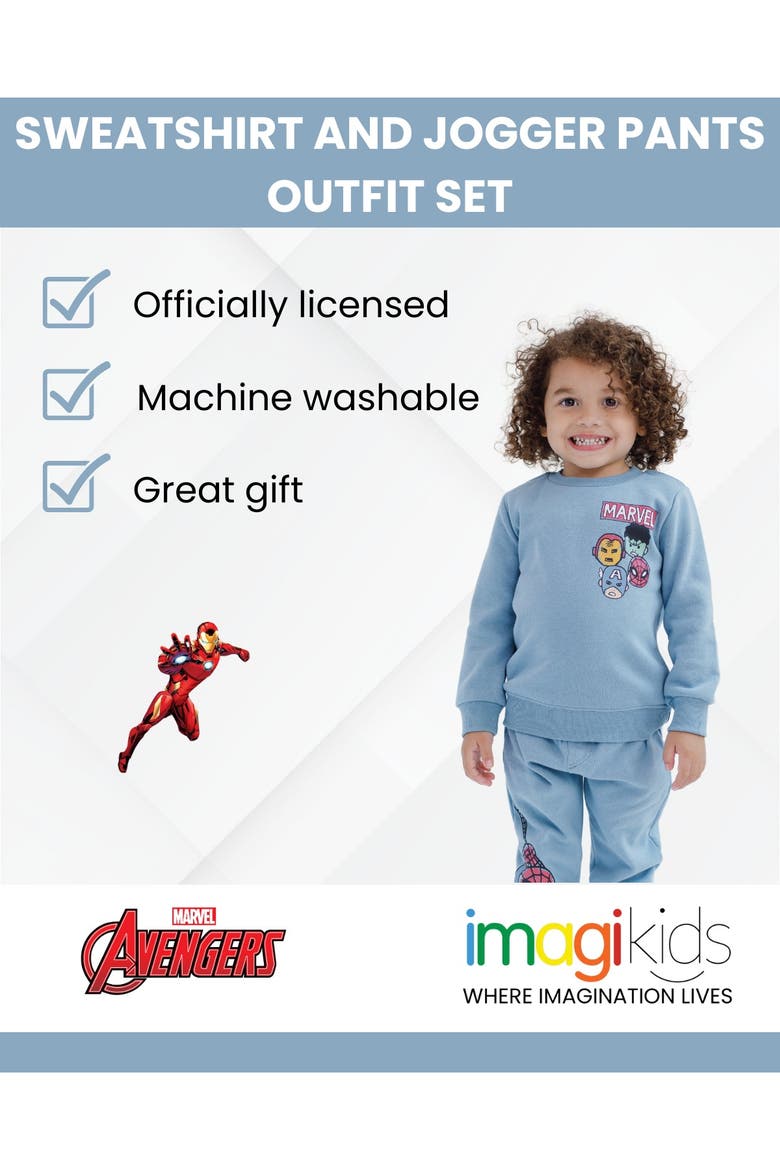 Avengers Fleece 2-Piece Sweatshirt and Pants Set, Alternate, color, Dusty Blue